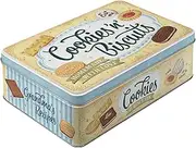 Nostalgic-Art Retro 2.5 Litre Flat Storage Jar Cookies 'n' Biscuits - Kitchen Gift Idea Tin Tin with Lid Vintage Design