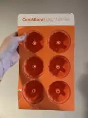 Vtg Crate & Barrel Silicone Muffin Pans Mini Bundt Non-Stick Orange Baking Cups