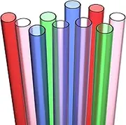 10 EXTRA WIDE Long Reusable Hard Plastic Drinking Straws + Cleaning Brush - Fat Thick Large Jumbo Straws for Smoothies, Boba, Bubble Tea - Assorted - Dishwasher Safe BPA Free