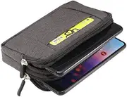 [DFV mobile] Multipurpose Horizontal Belt Case 2 Compartments Zipper Compatible with Nokia 8110 4G (2018) - Black (15 x 8 x 2 cm)