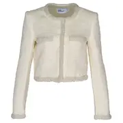 [Self-Portrait] Cream Boucle Pearl Trim Jacket