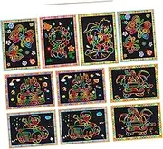 SUPVOX 10pcs Scratch Paper Art Creative DIY Graffiti Drawing for Painted Craft Kits for Birthday Holiday Easter and More