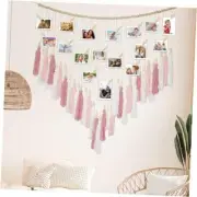 Macrame Hanging Photo Display Wall Decor, Macrame photo Wall Hanging Boho Room