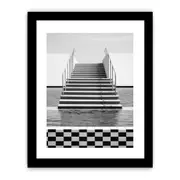 Steps To Sea Black And White Art Framed Print