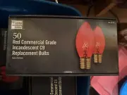 50 Red Commercial C9 Bulbs Incandescent Christmas Light Bulbs