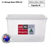 5 x 9L Plastic Storage Container Kitchen Fridge Pantry Organiser Tool Tub Boxes