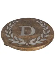 GG Collection Heritage Collection Mango Wood Round Trivet Letter "D"