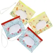 CIMAXIC 4pcs Portable Wet Tissue Case Travel Pouch for Wipes Cosmetics Daily Necessities Reusable Easy to Opening Prevent Drying