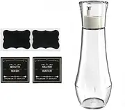 Suaetiai 1 Pack Glass Mouthwash Dispenser for Bathroom, 8.8oz Mouth Wash Container Bottle with Lid Cup, Clear Refillable Bathroom Containers for Countertop/4 Pcs Label