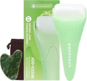 ® Premium Ice Roller Green, with Natural Jade GUASHA Tool for Facial Lifting, Co