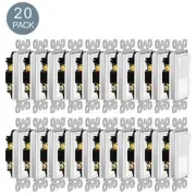 Wall Light Switches 15A 120/277V Paddle Rocker Single Pole ON/Off White 20 Packs