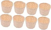 Alipis 8 Pcs Bamboo Basket Woven Fruit Basket Laundry Hamper Wicker Storage Bins Round Basket Weaving Baskets Multipurpose Basket Flower Plant Basket Toy Baskets Manual Picnic Basket