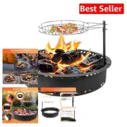 Durable 31" Smokeless Fire Pit Ring with Grill for Cozy Outdoor Gatherings