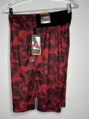 AND1 Basketball Shorts Men's Small Red Black Polyester Elastic Waist Pockets New