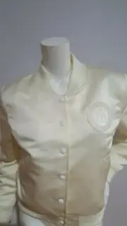 ADIDAS DEHEN KNITTING CO. MCDONALD'S SATIN BOMBER CREAM JACKET SIZE M