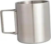 GANAZONO 1pc Double Insulated Stainless Steel Camp Cup with Folding Handle Lightweight Outdoor Coffee Mug for Camping Travel and Picnics Safe and Durable Design for Use