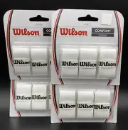 4 Packs Wilson Pro COMFORT overgrip Tennis Pro Racquet White NEW 12 Total Grips