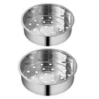 2Pcs Stainless Steel Metal Basket Round Steam Holder Tray Rack Stand Food Gra...