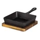 Davis & Woodall Square Cast Iron Skillet with Acacia Trivet