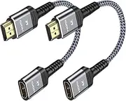 tunghey 2Pack HDMI Extension Cable, 4K 60Hz High Speed HDMI Extender Cord Male to Female Adapter Connector (HDR HDCP 2.2), Compatible with Blur-ay Player, HDTV, Laptop, PC (0.3M)