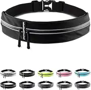 [Fitgriff] Running Belt for Men & Women - Secure Jogging Pouch for Phone, Keys & Essentials - For All Cell Phones, Black, Medium - Large, Slim Fit
