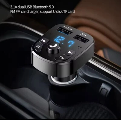Wireless Bluetooth 5.0 Car FM Transmitter Adapter 2USB PD Charger AUX Hands-Free