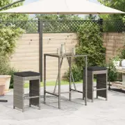 Garden Bar Stools with Cushions Grey 2 pcs Outdoor Furniture Durable UV Re 68687