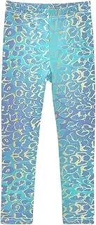 [Joisal] Leopard Print Blue Gold Pants for Girls – Comfortable and Flexible, Ideal for Winter Leggings for Girls,