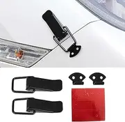 Kewucn 2 PCS Car Bumper Clip Hasp, Durable Carbon Fiber Auto Bumper Security Hook Lock Clips, Universal Quick Release Front Rear Bumper Trunk Fender Fasteners Clip Kits (Black, S)