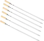 6pcs Barbecue Skewers with Wooden Handles Durable Roasting Sticks for Outdoor Cooking Camping and Picnics for Marshmallows Meat and Vegetables
