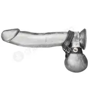 C&amp;B Gear 8 Style Ball Divider Black Faux Leather Cockring