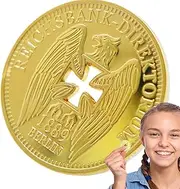 Coin Collection | Reichsbank-Direktorium Coin | Compact Hollow Gold-Plated Souvenir | Hollow Gold-Plated for Collection Display Home Decor for Desks Bedside Tables
