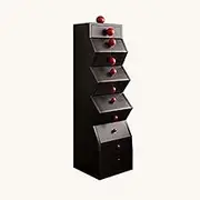 GUAWJRZDP Chest of Drawers, Storage Cabinet, 5 Drawer Chest, Bead Cabinet, Storage Cabinet Wood, Drawer Chest Tall with Bead Handle, for Bedroom, Living Room, Height 120cm(Black)