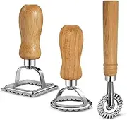 CeaHoify 3Piece Ravioli Pasta Cutter Set, Ravioli Stamp Maker with Wooden Handle Ravioli Maker Pasta Cutter for Ravioli, Pasta, Dumplings Lasagna, Pierogi