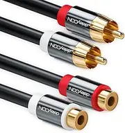 deleyCON 5 m RCA Extension Cable Stereo Audio Cable 2X RCA Male to 2X RCA Female Gold-Plated Metal Plug Black