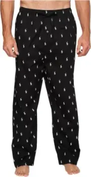 New Big Mens Polo Ralph Lauren Black All Over Pony Player Woven Sleep Pants 4X