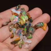 Natural Multi Ethiopian Opal Rough Loose Gemstone Lot 51 Ct. 6X4 12X7 mm A-5726