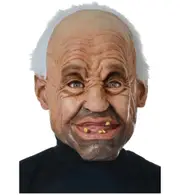 Gramps Old Man Grandpa Bald Elder Adult Mens Costume Latex 1/2 Mask With Hair
