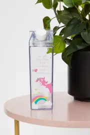 Pink Magic Unicorn Slogan Carton Clear Drinks Bottle - Size ONE, Women's Miscellaneous