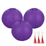 3 Pcs Dark Purple Round Paper Lanterns 12 Inch Paper Lantern Party Decorations