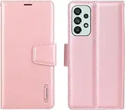 [ZUSLAB] Wallet Case for Galaxy A73 5G Case Hanman Leather Wallet Card Cover for Samsung- Rose Gold