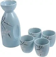 Amosfun Set Japanese Sake Set with Delicate Cups Elegant Wine Storage Bottle for Tea and Sake Serving for Entertaining Friends and Family
