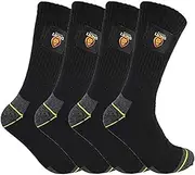 [AFL] Brisbane Lions Heavy Duty Work Boot Suppoerter Socks 4 pair | Australian Football League (Men's Size 7-11 or 11-14, Black)