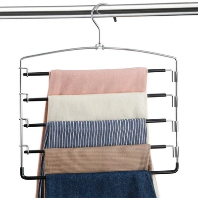 FeeraHozer Pants Hangers Non Slip 6 Pack Space Saving Hangers Multi-Layer Swi...