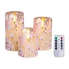 3Pcs Flower LED Candle Light Flameless Candles for Decor (Peach Blossom)