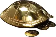 Unique Chinese Fortune Telling Props Bronze Turtle Shell Coins Compact Size Desktop Decor for Office