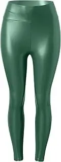 [Generic] Plus Size Casual Pants Rompers for Women Stretch High Waisted Warm Slim Pleather Pant Winter Solid Casual Pant Womens Casual Sweat Pants (Green, XXXXL)