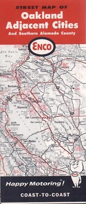 1966 ENCO Road Map: Oakland Adjacent Cities and Southern Alameda County NOS