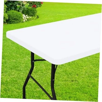 Rectangle Picnic Table Cloth, Waterproof Elastic Fitted 30*72 inch White