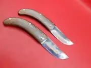 Handmade 2Pcs Vendetta Folder knife Carbon Steel Blade With Sheath WI60